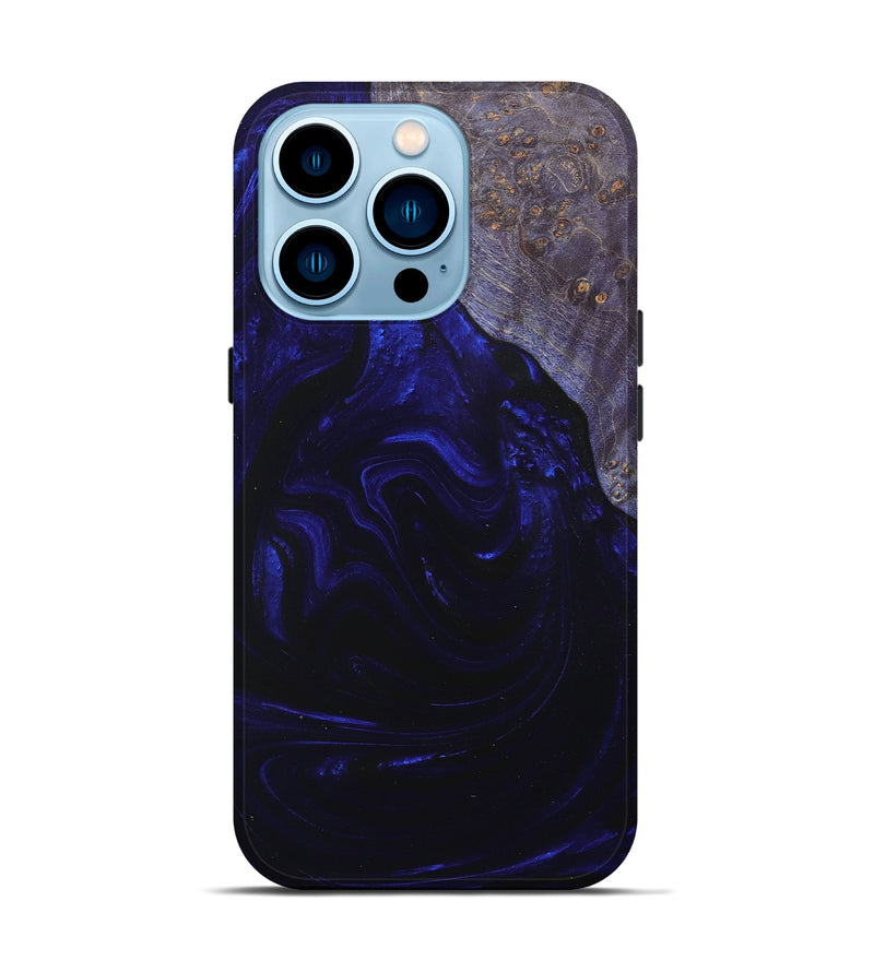 iPhone 14 Pro Wood+Resin Live Edge Phone Case - Ronda (Blue, 669965)