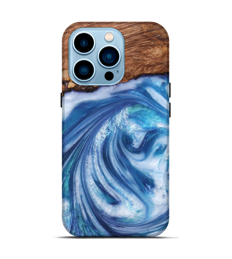 iPhone 14 Pro Wood+Resin Live Edge Phone Case - Amie (Blue, 669970)