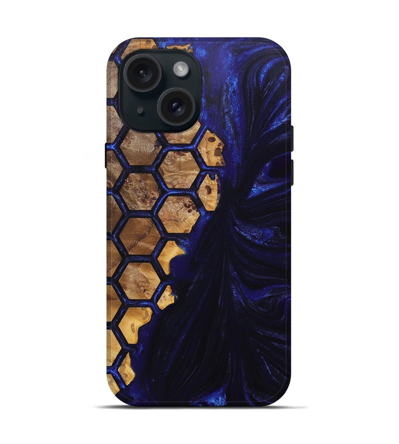 iPhone 15 Wood+Resin Live Edge Phone Case - Ember (Pattern, 669978)