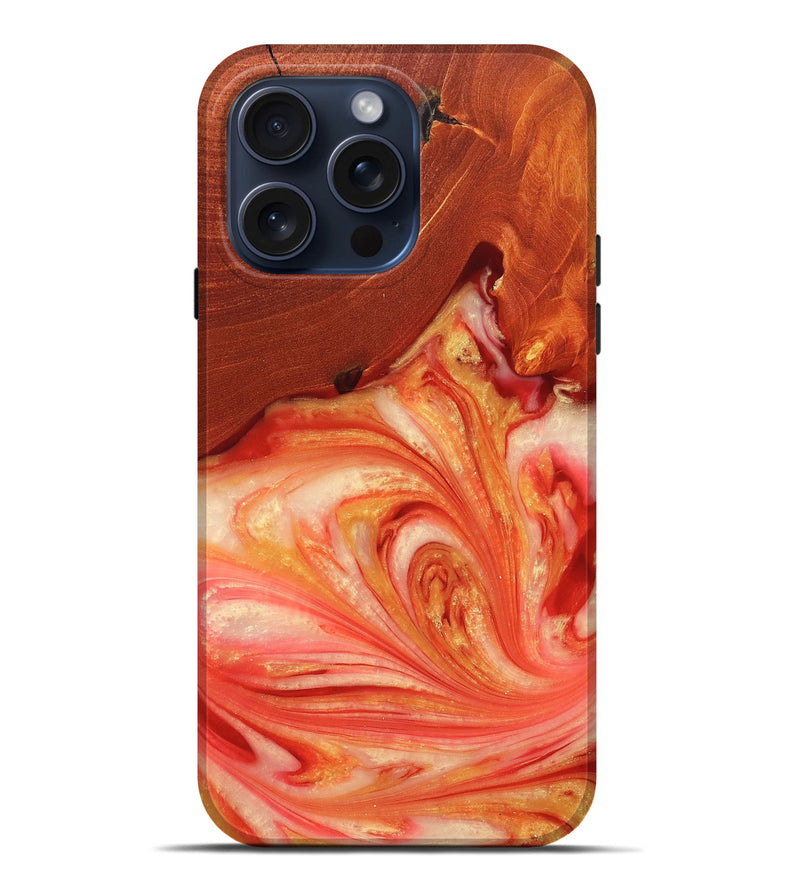 iPhone 15 Pro Max Wood+Resin Live Edge Phone Case - Junior (Red, 669982)