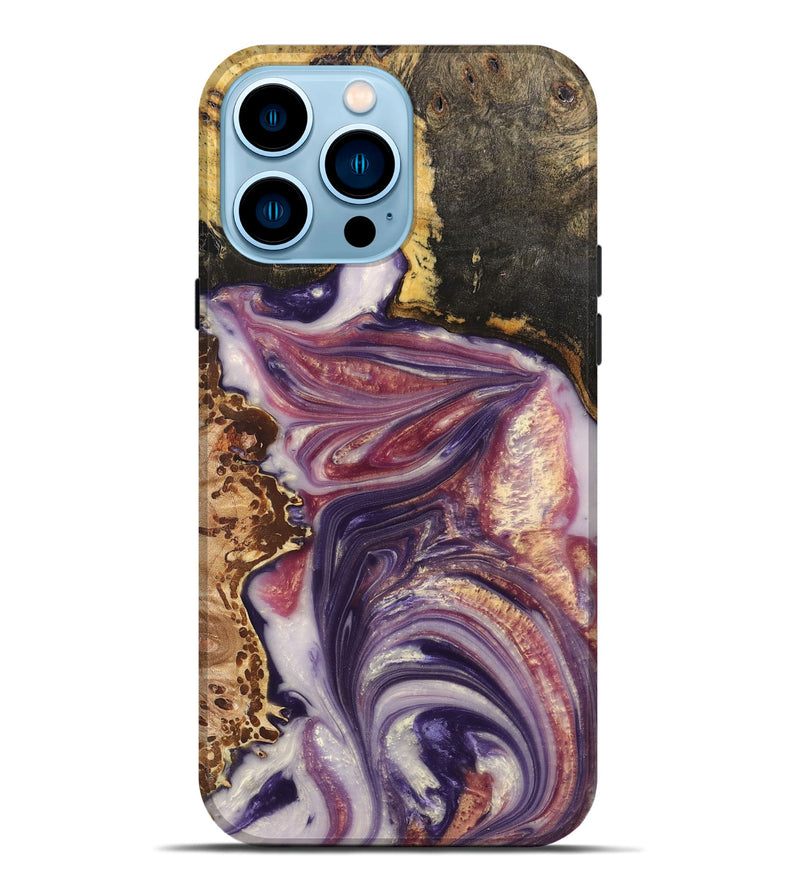 iPhone 14 Pro Max Wood+Resin Live Edge Phone Case - Cindy (Purple, 669988)