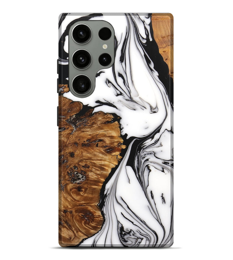 Galaxy S23 Ultra Wood+Resin Live Edge Phone Case - Aubrie (Black & White, 669990)