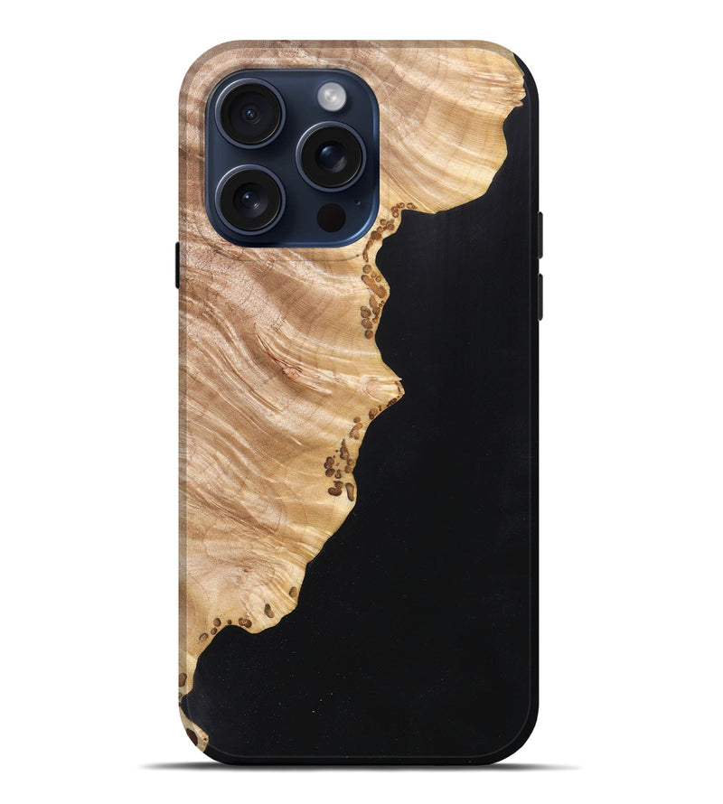iPhone 15 Pro Max Wood+Resin Live Edge Phone Case - Tami (Pure Black, 669992)