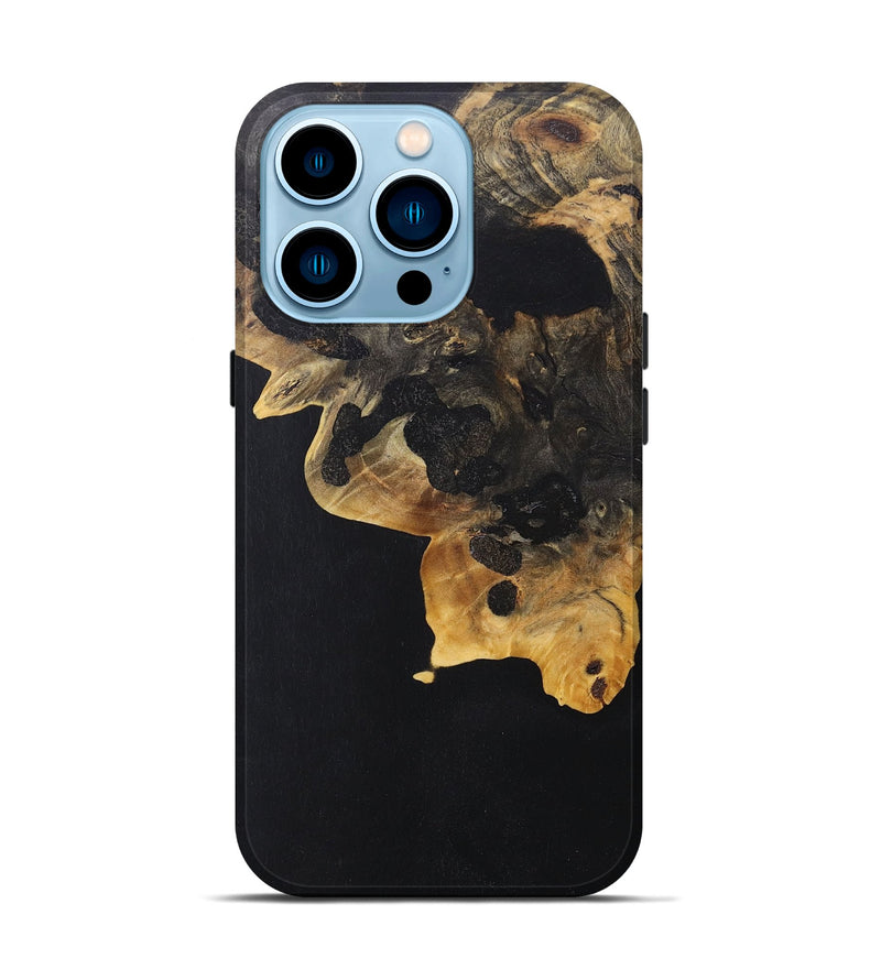 iPhone 14 Pro Wood+Resin Live Edge Phone Case - Trent (Pure Black, 670016)