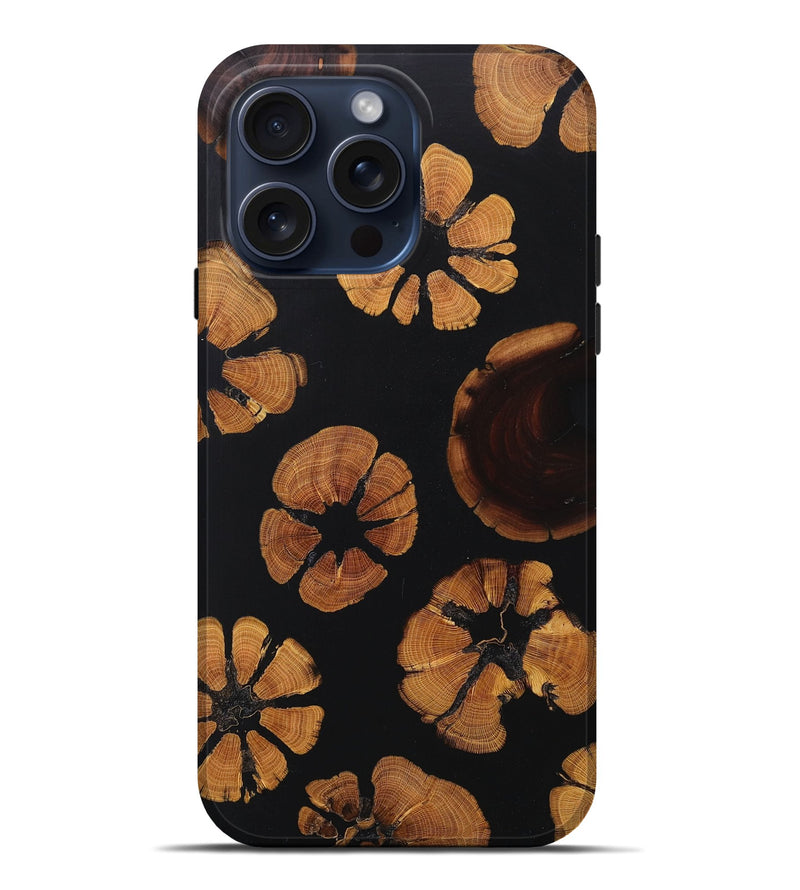 iPhone 15 Pro Max Wood+Resin Live Edge Phone Case - Talan (Pure Black, 670017)