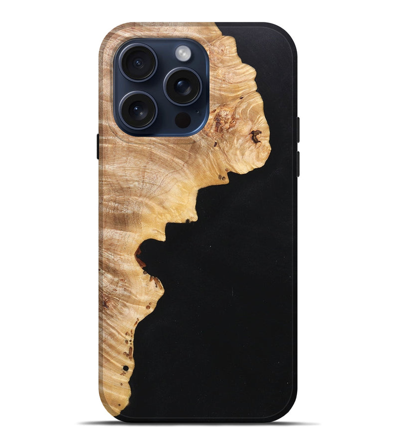 iPhone 15 Pro Max Wood+Resin Live Edge Phone Case - Aleah (Pure Black, 670018)
