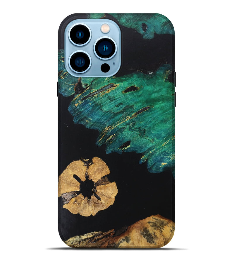 iPhone 14 Pro Max Wood+Resin Live Edge Phone Case - Byron (Pure Black, 670021)