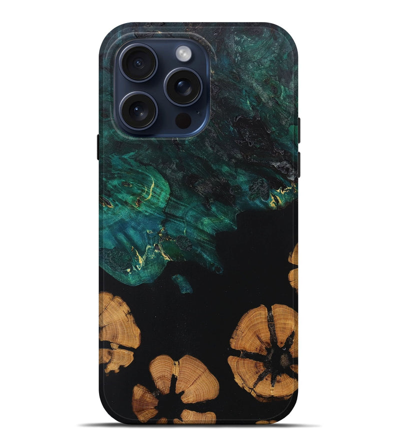 iPhone 15 Pro Max Wood+Resin Live Edge Phone Case - Jayceon (Pure Black, 670022)