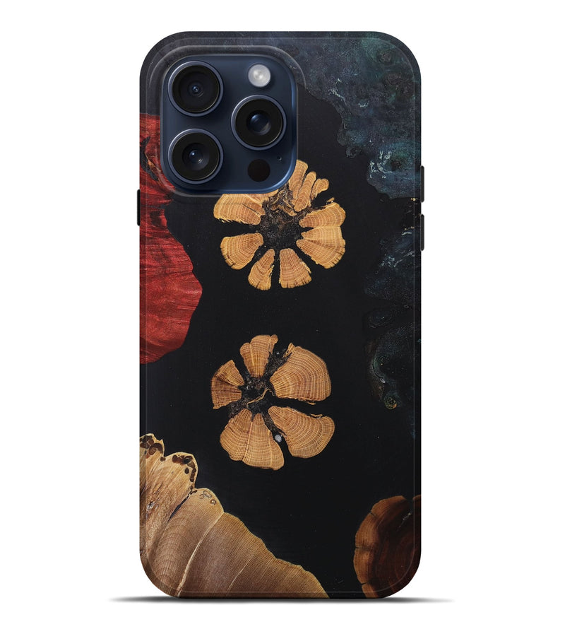 iPhone 15 Pro Max Wood+Resin Live Edge Phone Case - Kali (Pure Black, 670023)
