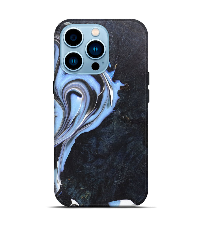 iPhone 14 Pro Wood+Resin Live Edge Phone Case - Ty (Blue, 670028)