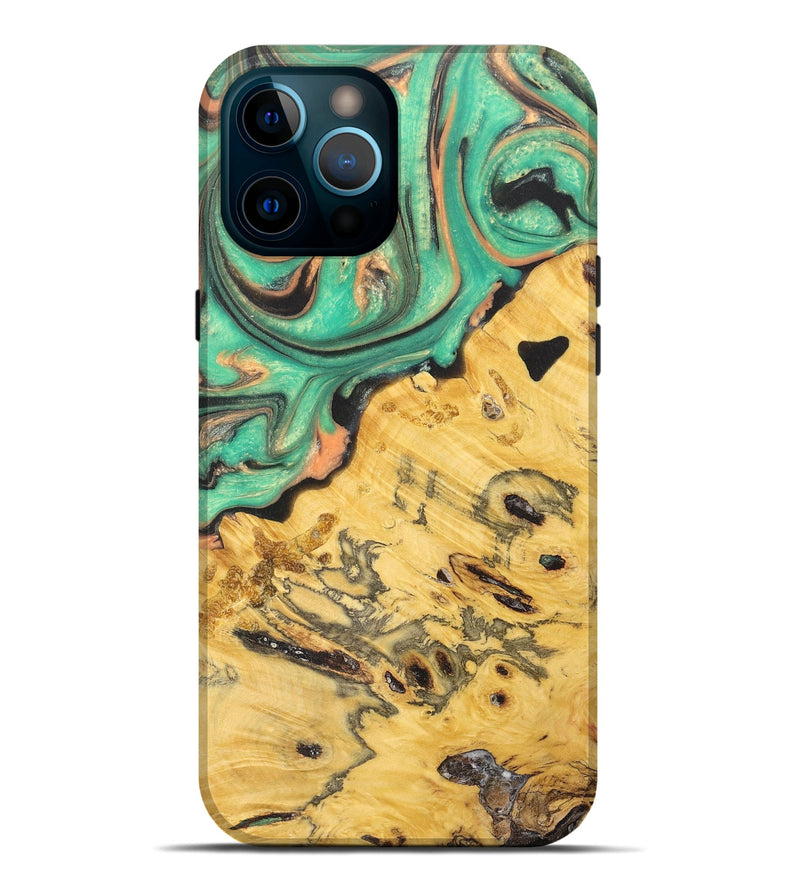 iPhone 12 Pro Max Wood+Resin Live Edge Phone Case - Carole (Green, 670037)
