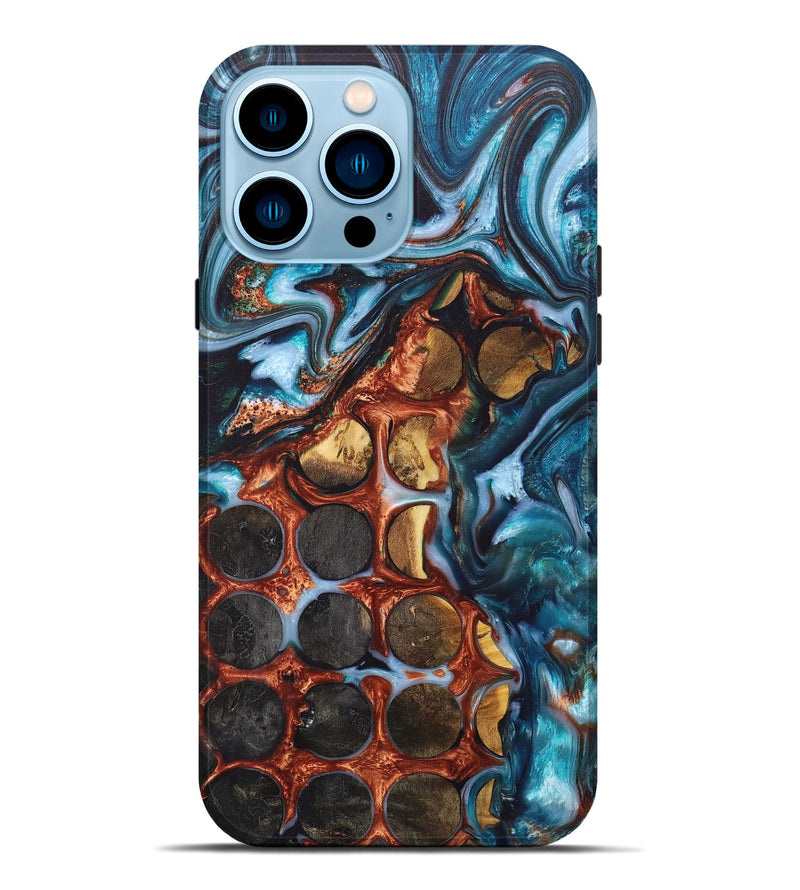 iPhone 14 Pro Max Wood+Resin Live Edge Phone Case - Opal (Pattern, 670044)
