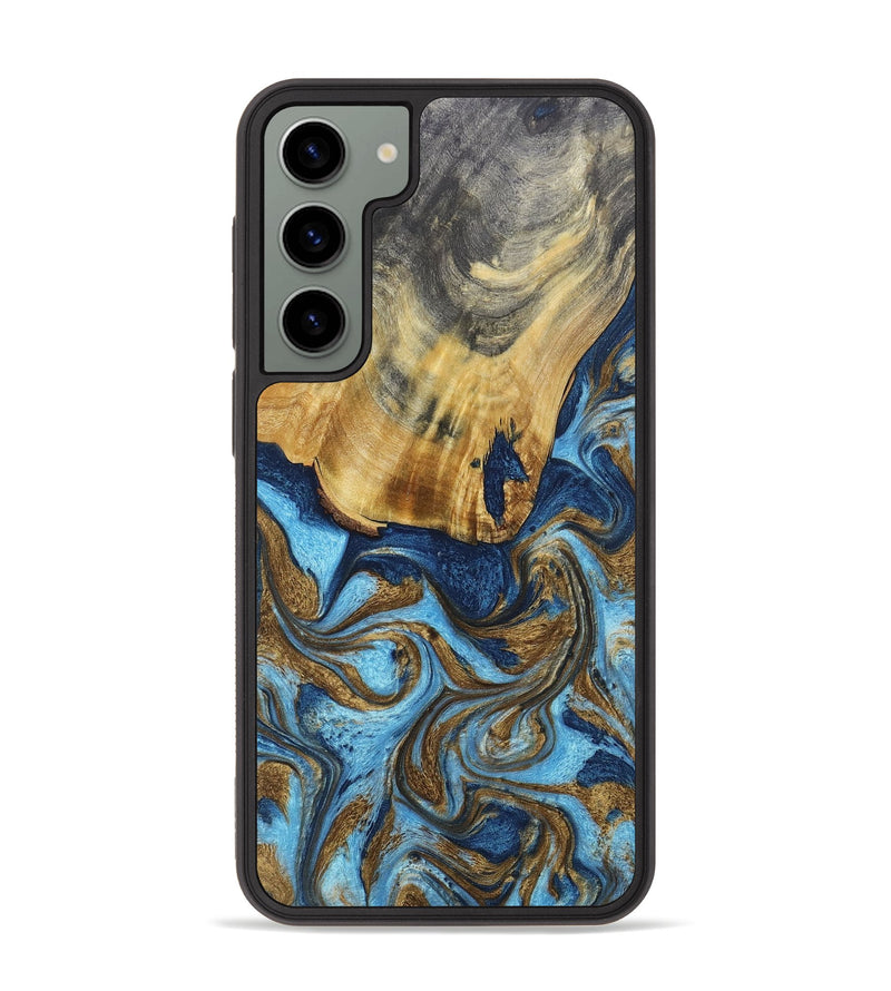Galaxy S23 Plus Wood+Resin Phone Case - Lewis (Teal & Gold, 670149)