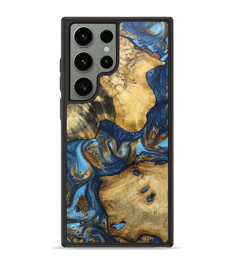 Galaxy S23 Ultra Wood+Resin Phone Case - Demetrius (Teal & Gold, 670155)