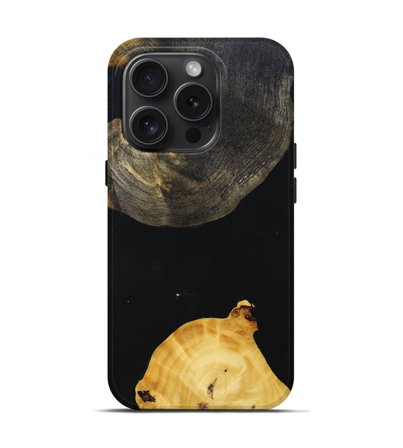 iPhone 15 Pro Wood+Resin Live Edge Phone Case - Ellie (Pure Black, 670516)
