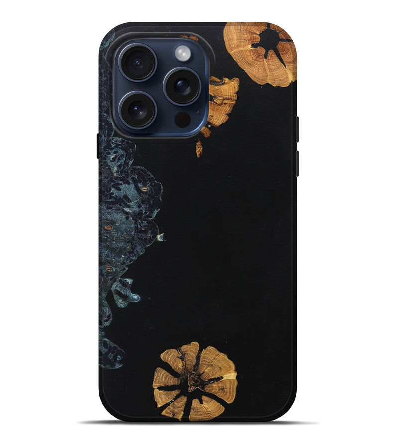 iPhone 15 Pro Max Wood+Resin Live Edge Phone Case - Chance (Pure Black, 670517)