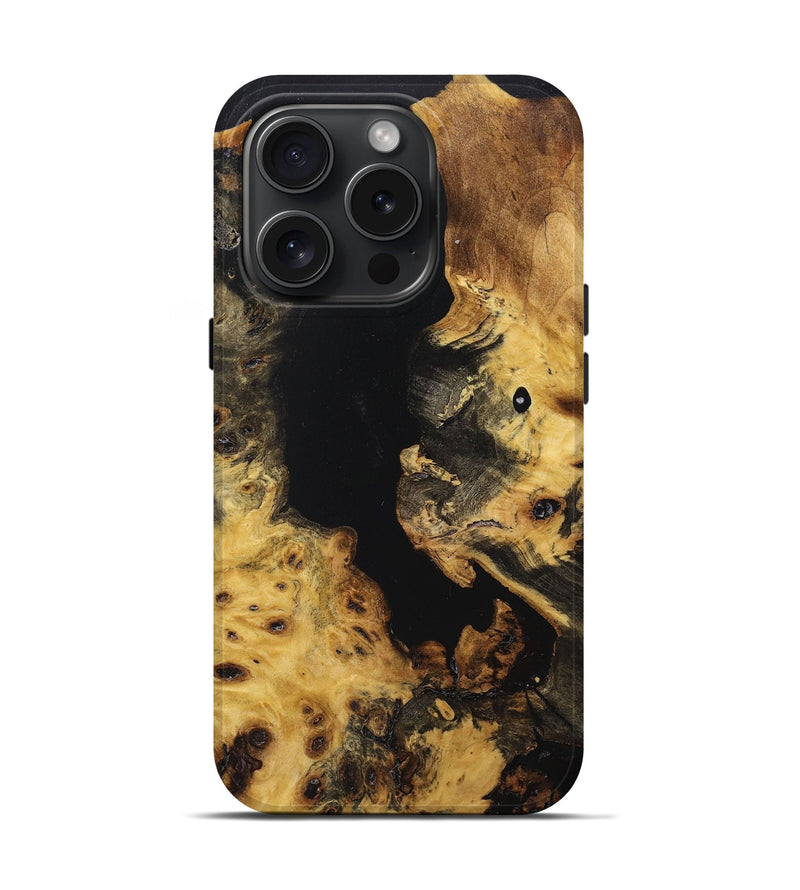 iPhone 15 Pro Wood+Resin Live Edge Phone Case - Thea (Pure Black, 670518)