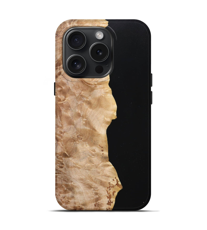 iPhone 15 Pro Wood+Resin Live Edge Phone Case - Bryanna (Pure Black, 670519)