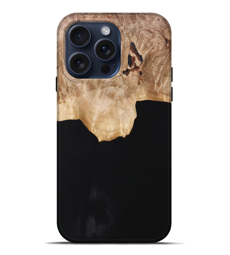 iPhone 15 Pro Max Wood+Resin Live Edge Phone Case - Jasmin (Pure Black, 670520)