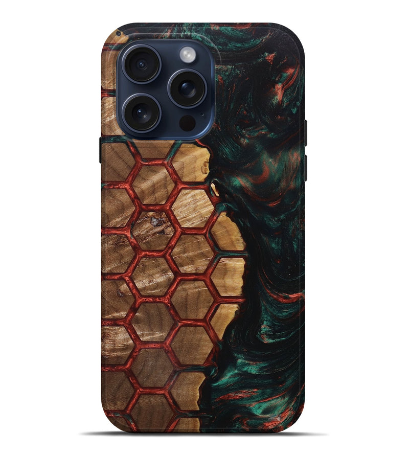 iPhone 15 Pro Max Wood+Resin Live Edge Phone Case - Virgil (Pattern, 670521)