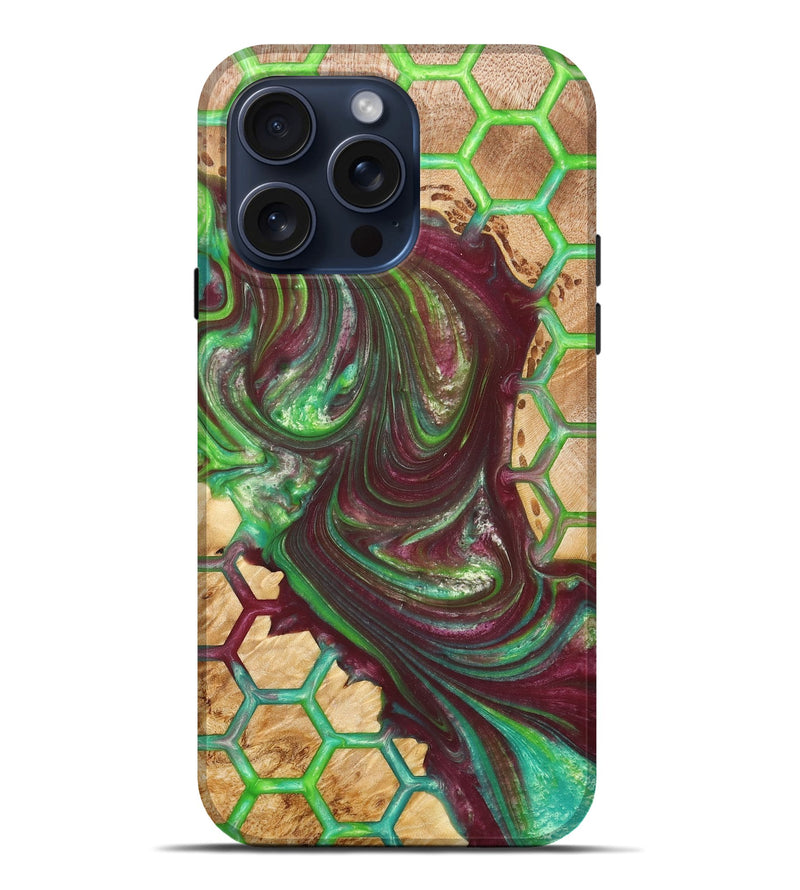 iPhone 15 Pro Max Wood+Resin Live Edge Phone Case - Owen (Pattern, 670525)