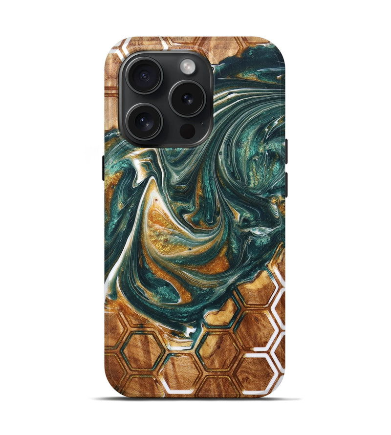iPhone 15 Pro Wood+Resin Live Edge Phone Case - Dina (Pattern, 670530)