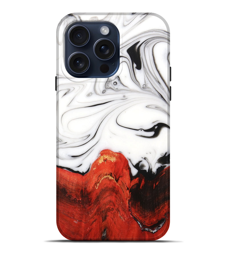 iPhone 15 Pro Max Wood+Resin Live Edge Phone Case - Jake (Black & White, 670534)