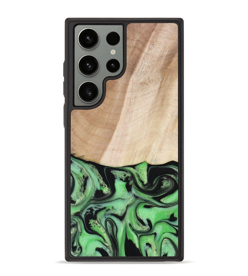 Galaxy S23 Ultra Wood+Resin Phone Case - Alivia (Green, 670655)