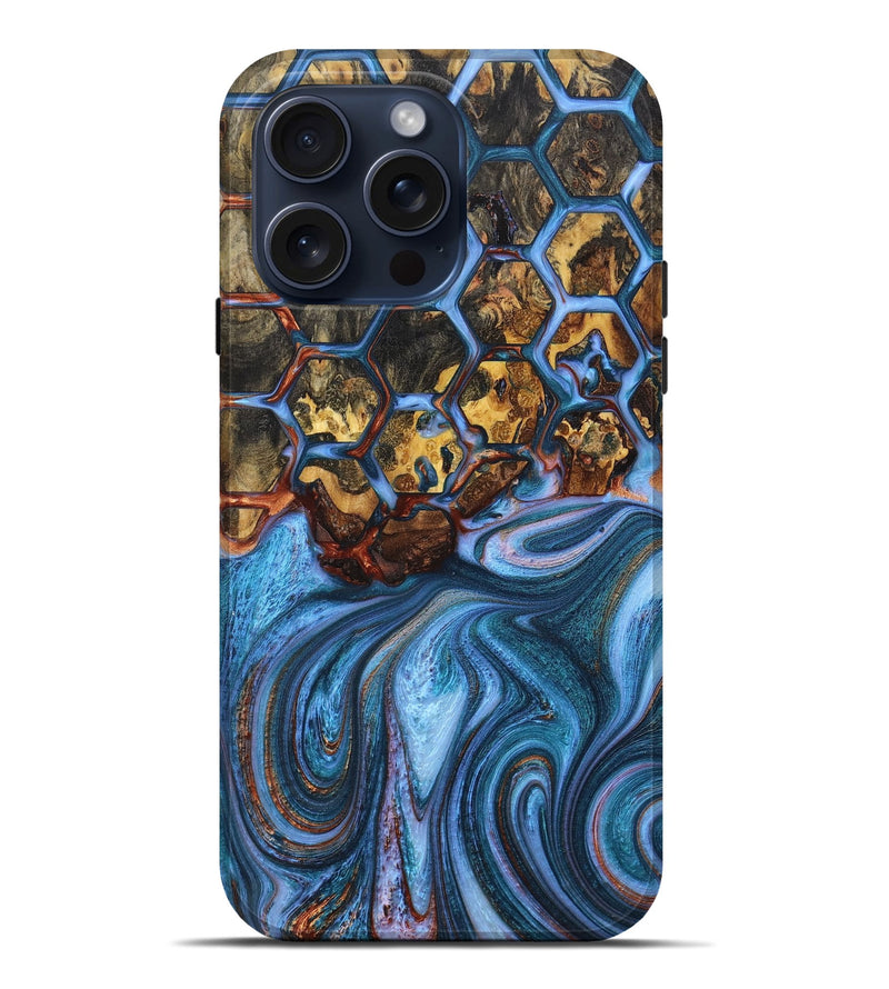 iPhone 15 Pro Max Wood+Resin Live Edge Phone Case - Kenya (Pattern, 670677)