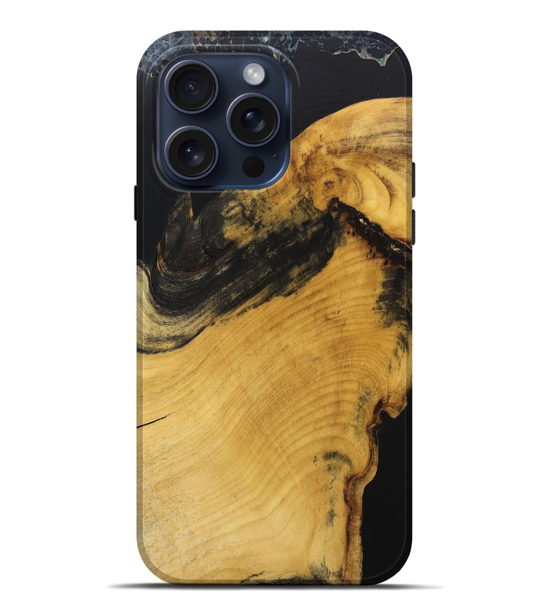 iPhone 15 Pro Max Wood+Resin Live Edge Phone Case - Trinity (Pure Black, 670796)