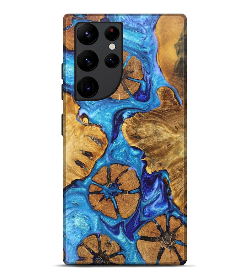 Galaxy S22 Ultra Wood+Resin Live Edge Phone Case - Teri (Blue, 670812)