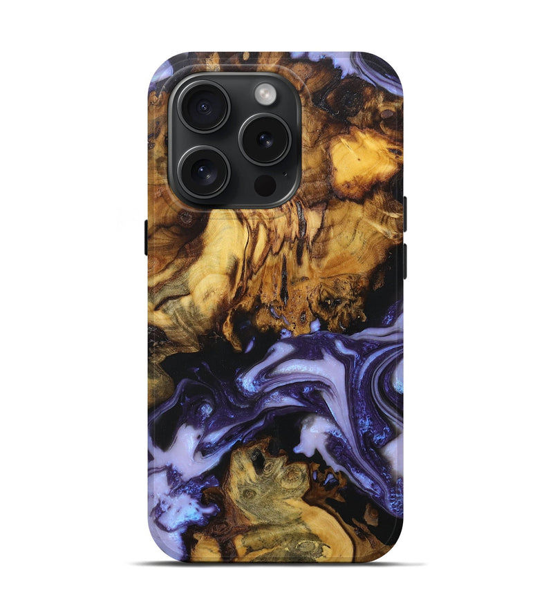 iPhone 15 Pro Wood+Resin Live Edge Phone Case - Wayne (Purple, 670823)
