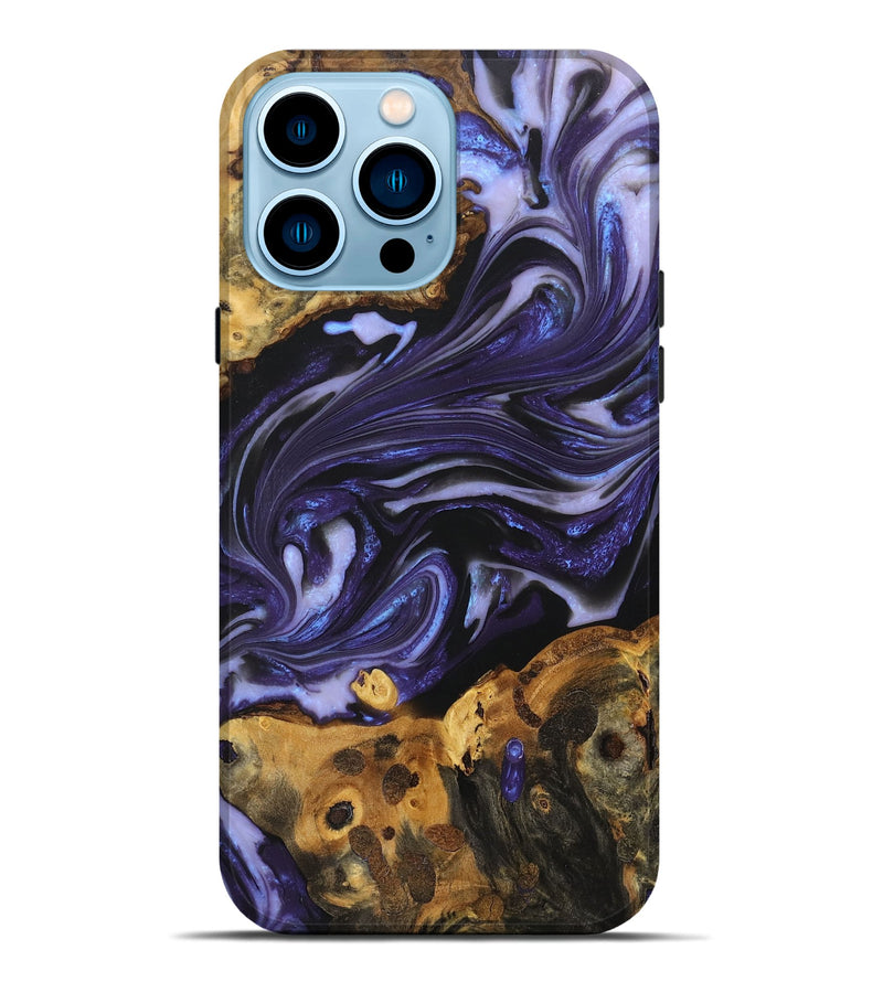 iPhone 14 Pro Max Wood+Resin Live Edge Phone Case - Nataly (Purple, 670824)