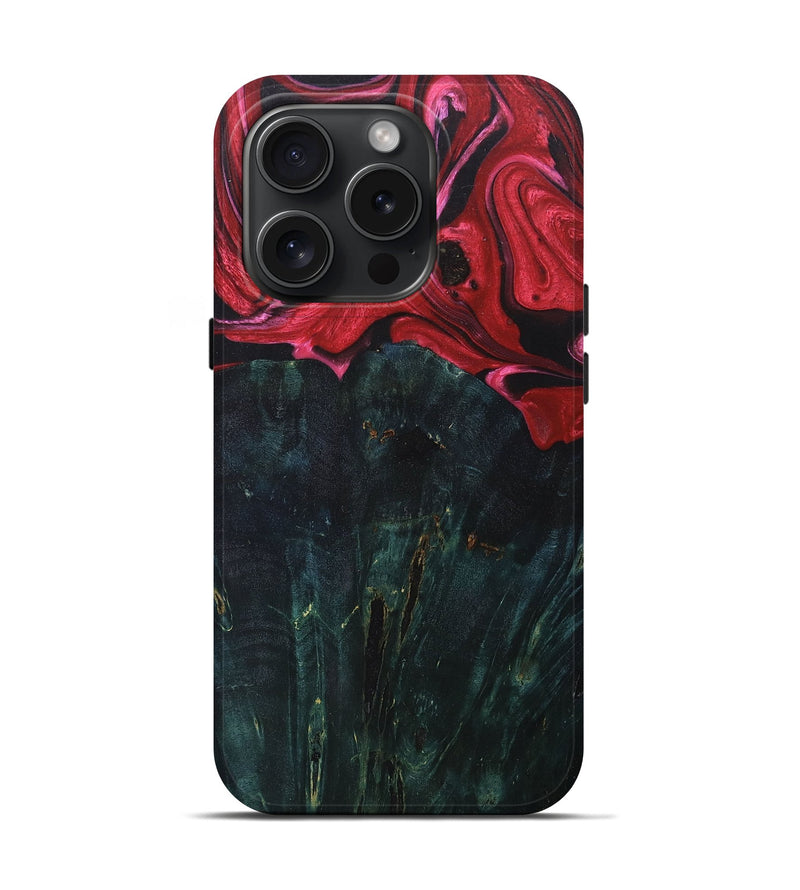 iPhone 15 Pro Wood+Resin Live Edge Phone Case - Lizbeth (Red, 670826)