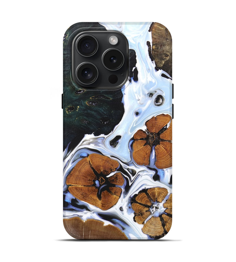 iPhone 15 Pro Wood+Resin Live Edge Phone Case - Sabrina (Blue, 670833)