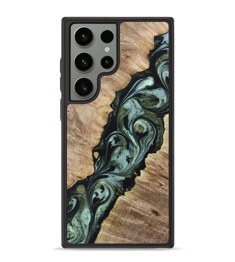 Galaxy S23 Ultra Wood+Resin Phone Case - Kyrie (Green, 670952)
