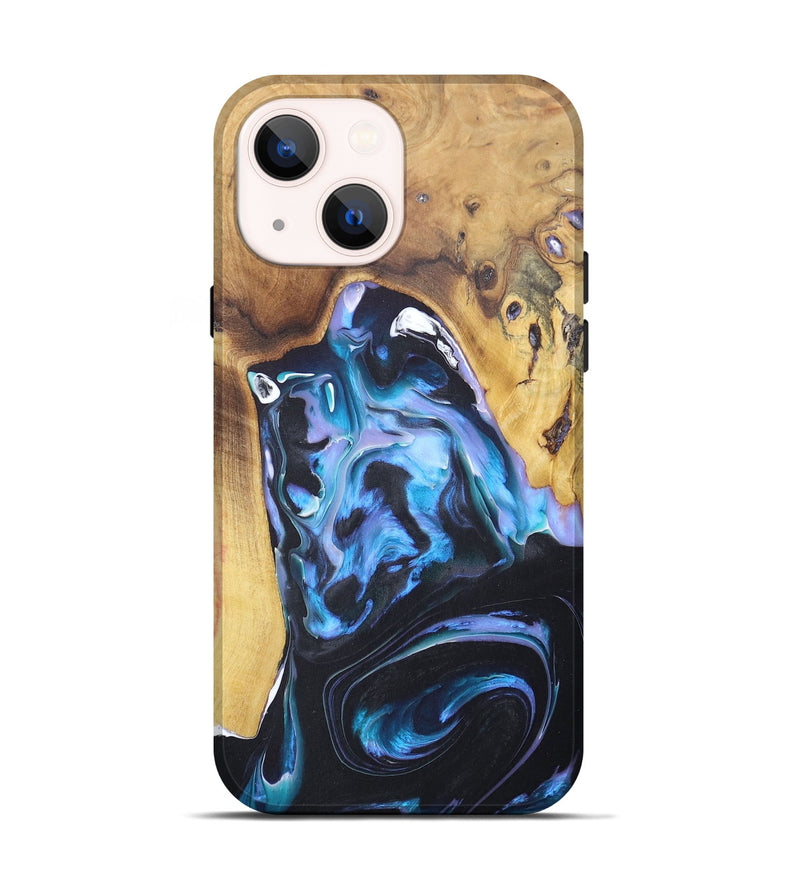 iPhone 14 Wood+Resin Live Edge Phone Case - Daryl (Blue, 671191)