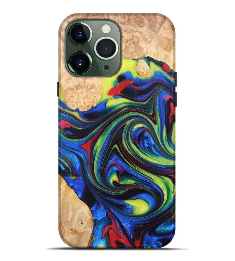 iPhone 13 Pro Max Wood+Resin Live Edge Phone Case - Seth (Blue, 671195)