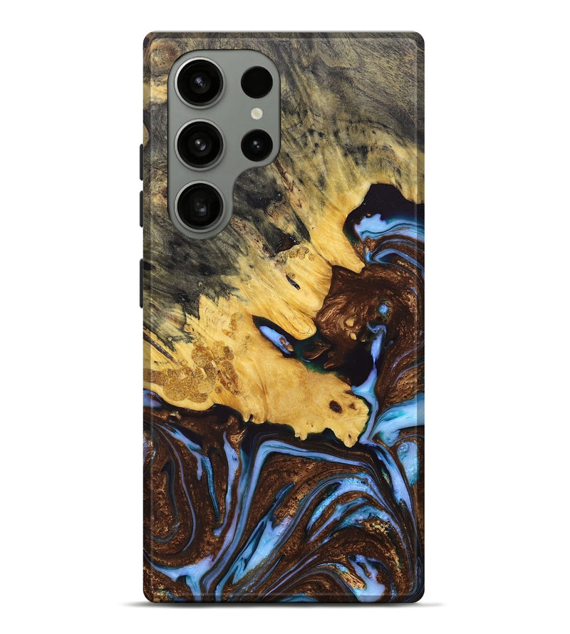 Galaxy S23 Ultra Wood+Resin Live Edge Phone Case - Bryce (Teal & Gold, 671202)