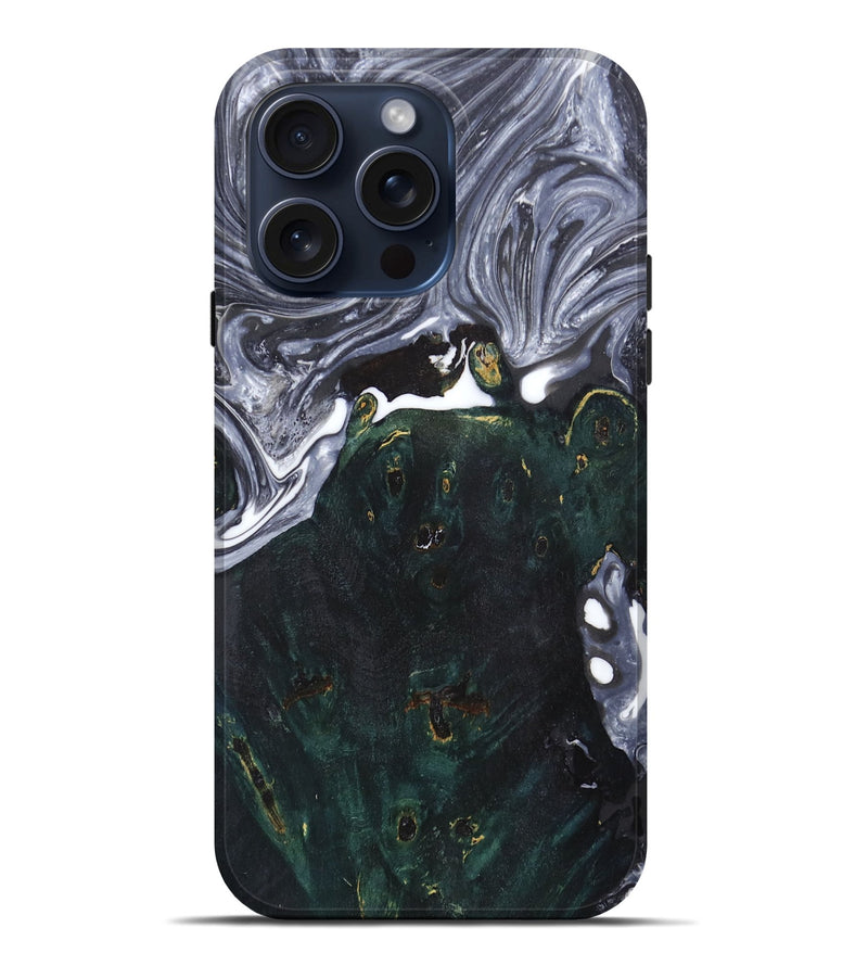 iPhone 15 Pro Max Wood+Resin Live Edge Phone Case - Gunnar (Black & White, 671210)