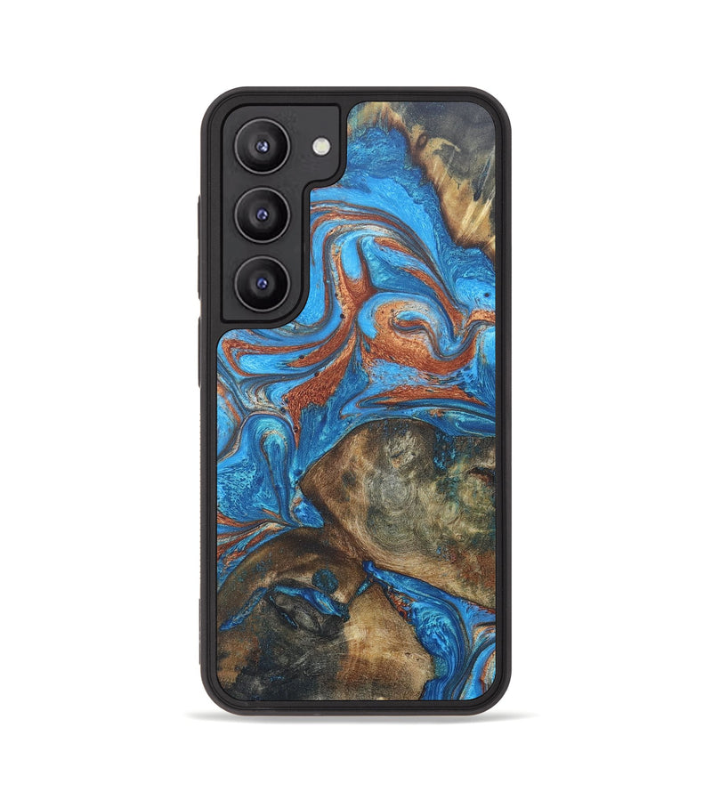 Galaxy S23 Wood+Resin Phone Case - Herbert (Teal & Gold, 671333)