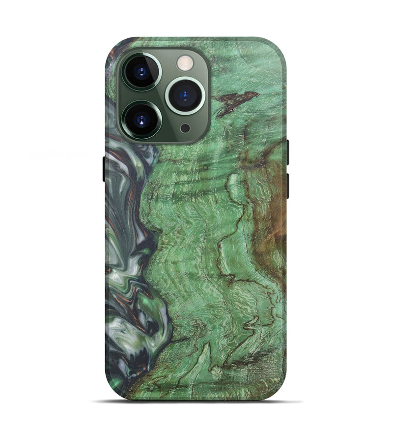 iPhone 13 Pro Wood+Resin Live Edge Phone Case - Alejandro (Green, 671370)