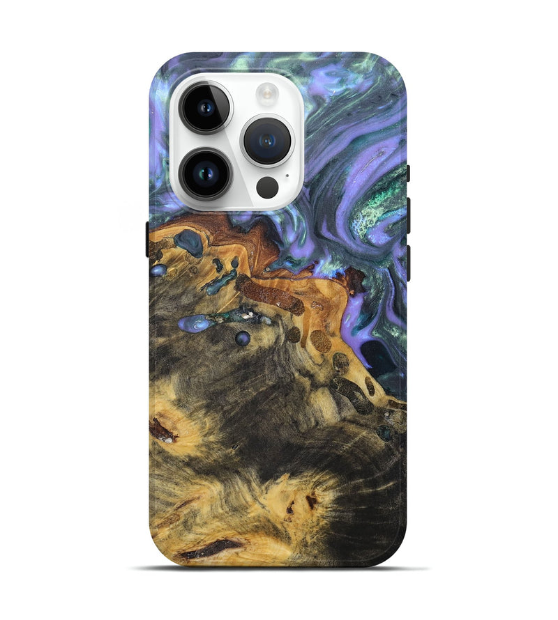 iPhone 15 Pro Wood+Resin Live Edge Phone Case - Angelique (Green, 671418)