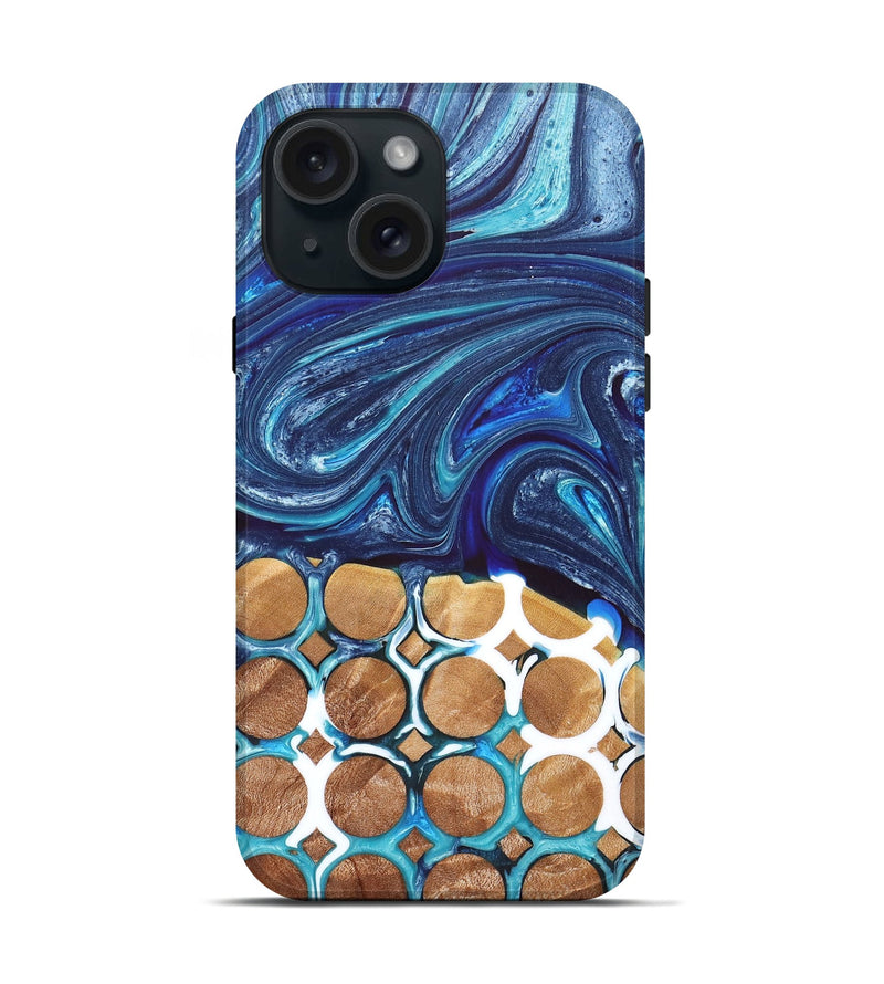 iPhone 15 Wood+Resin Live Edge Phone Case - Tisha (Pattern, 671420)