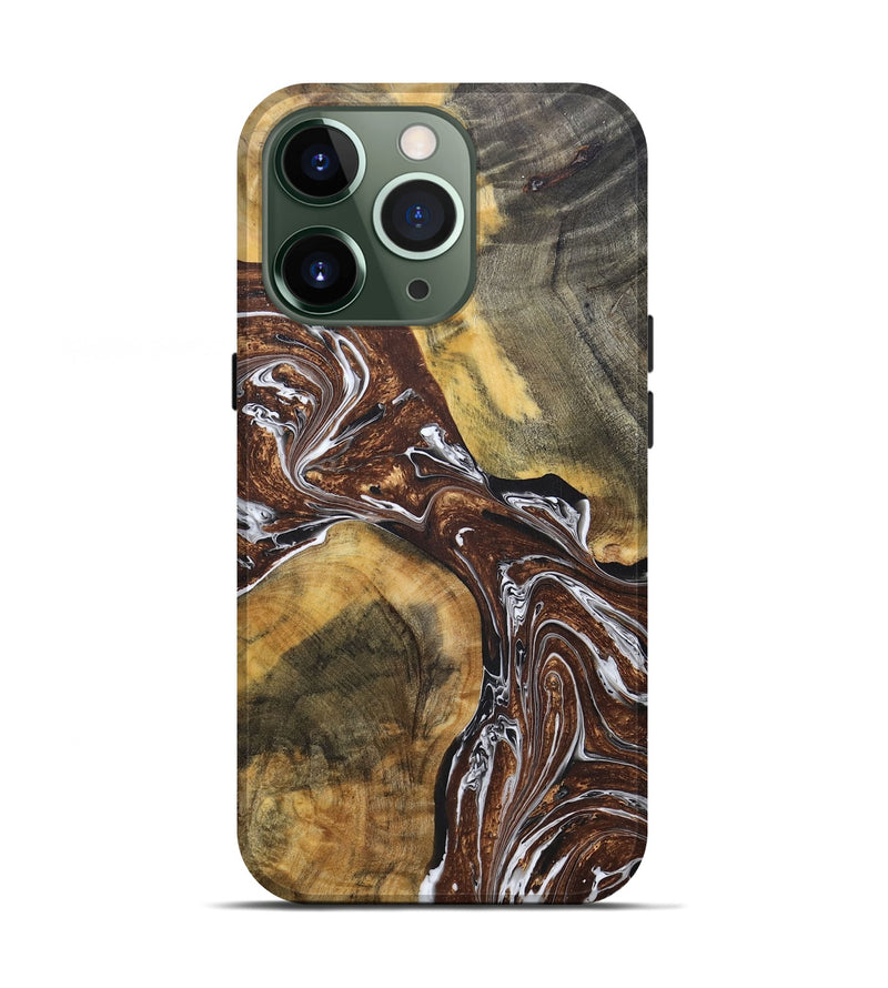 iPhone 13 Pro Wood+Resin Live Edge Phone Case - Aubrie (Black & White, 671423)