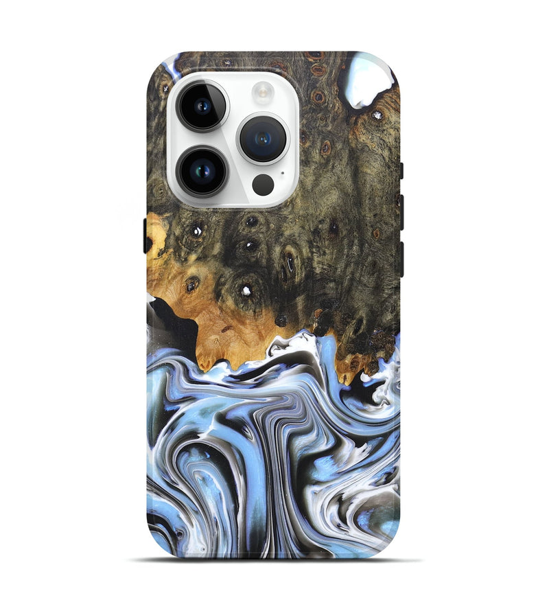 iPhone 15 Pro Wood+Resin Live Edge Phone Case - Talan (Black & White, 671424)