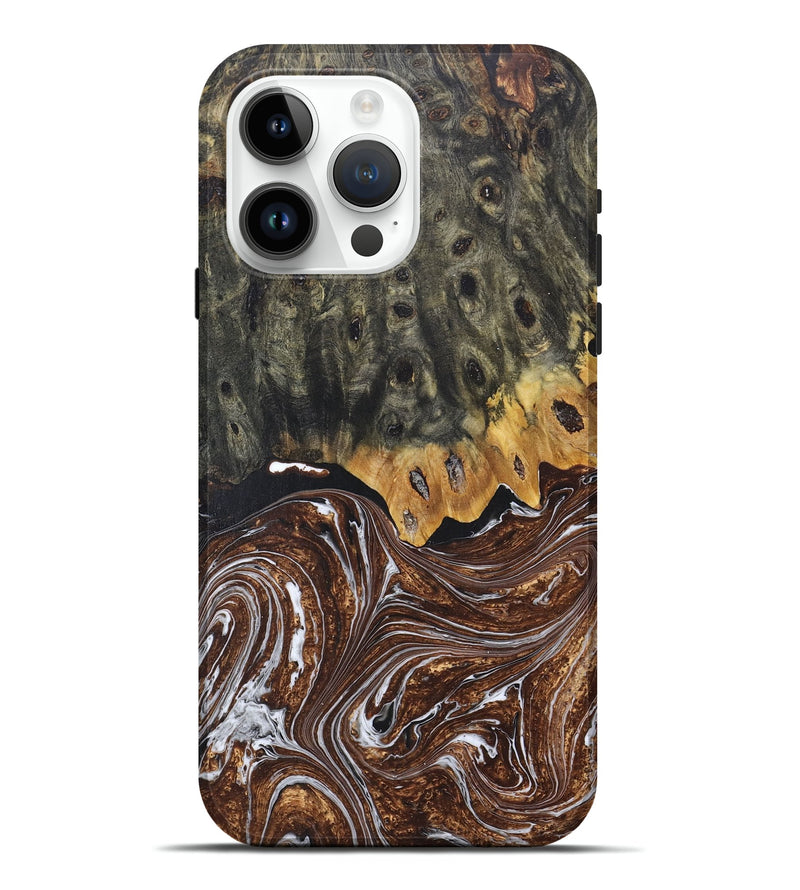 iPhone 15 Pro Max Wood+Resin Live Edge Phone Case - Phoenix (Black & White, 671426)