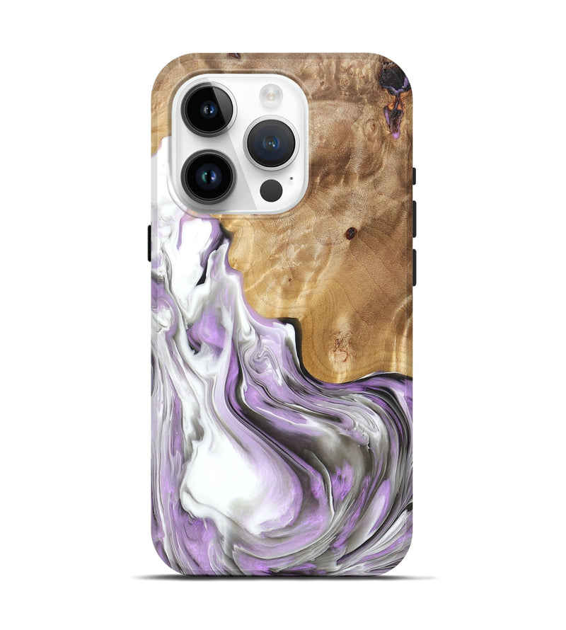 iPhone 15 Pro Wood+Resin Live Edge Phone Case - Travis (Black & White, 671428)