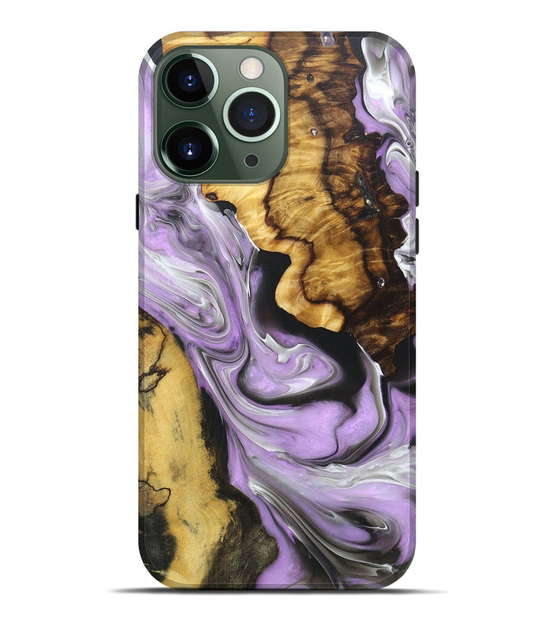 iPhone 13 Pro Max Wood+Resin Live Edge Phone Case - Shaq (Black & White, 671430)