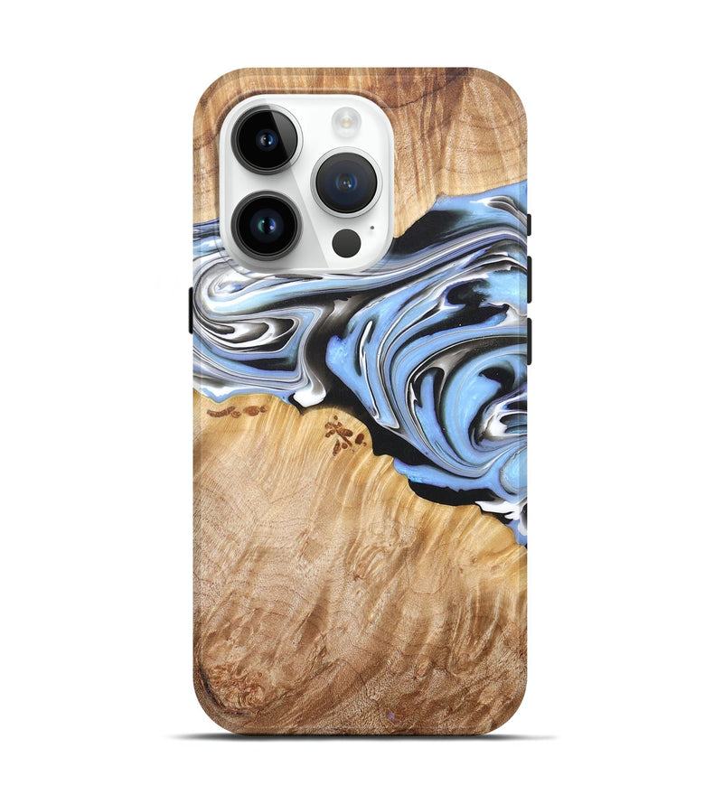 iPhone 15 Pro Wood+Resin Live Edge Phone Case - Kali (Black & White, 671431)